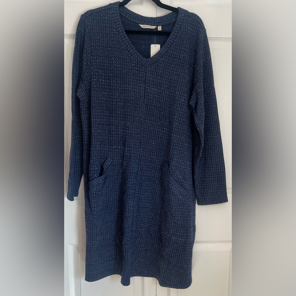 Women's Soft Surroundings Long Sleeved Lima Tuna Dress in Symphony Blue